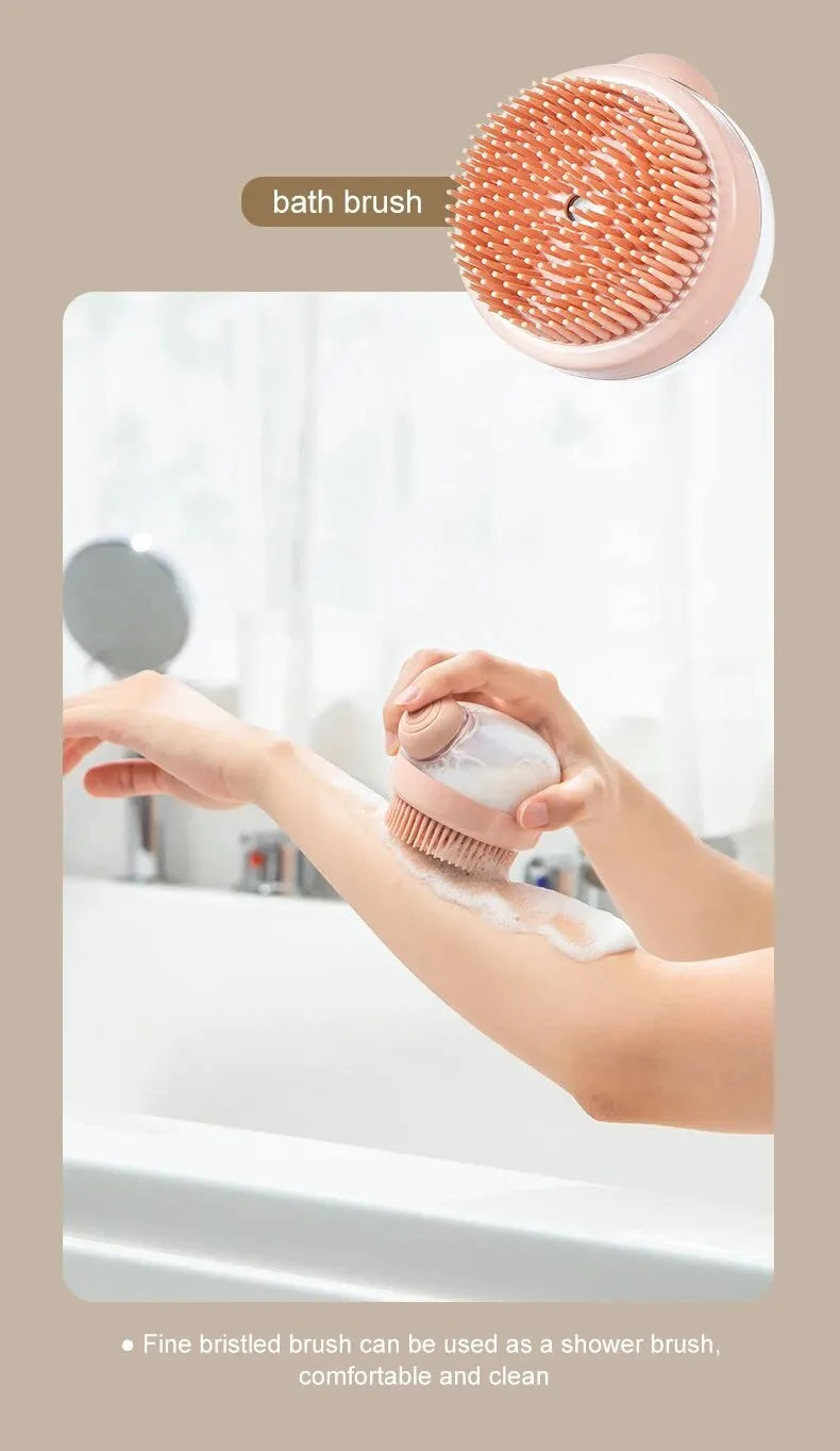 Spazzola da Bagno con Dispenser Shampoo - Massaggio Delicato in Silicone