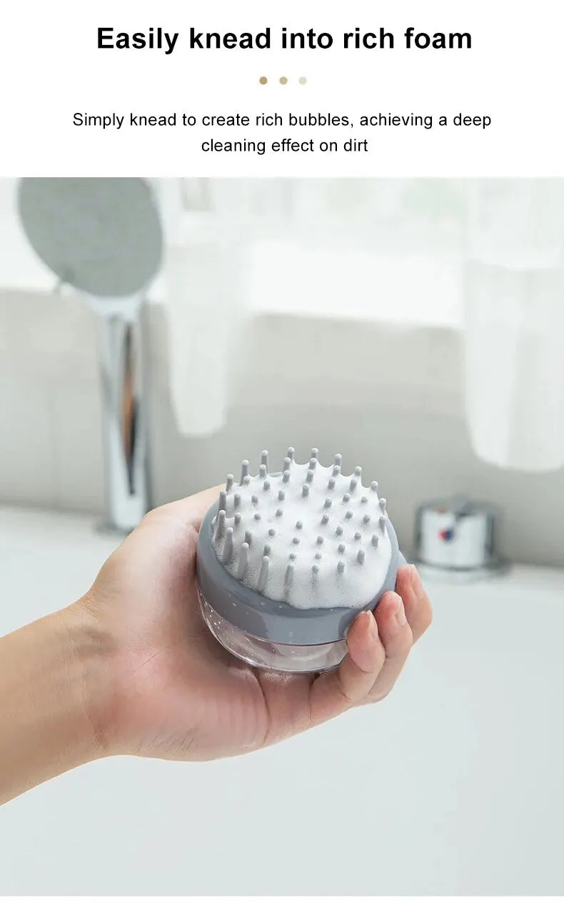 Spazzola da Bagno con Dispenser Shampoo - Massaggio Delicato in Silicone