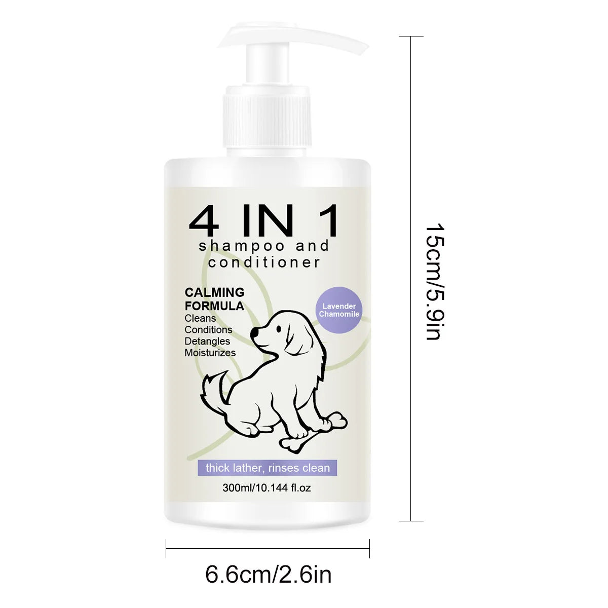Shampoo e Balsamo 4 in 1 per Cani e Gatti 300ml - Anti-Caduta Pelo