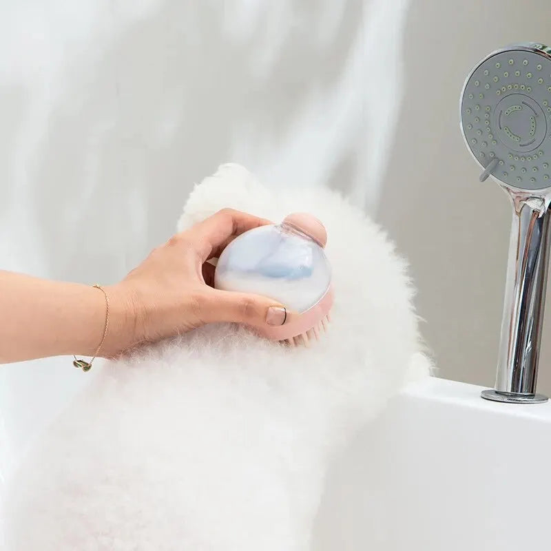 Spazzola da Bagno con Dispenser Shampoo - Massaggio Delicato in Silicone