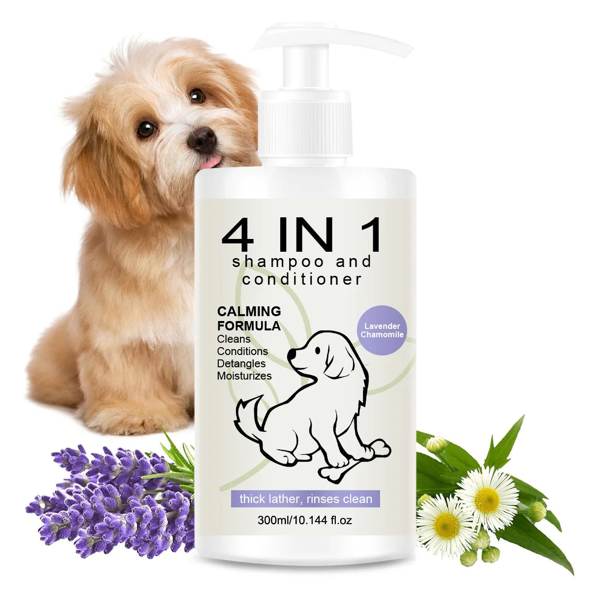 Shampoo e Balsamo 4 in 1 per Cani e Gatti 300ml - Anti-Caduta Pelo