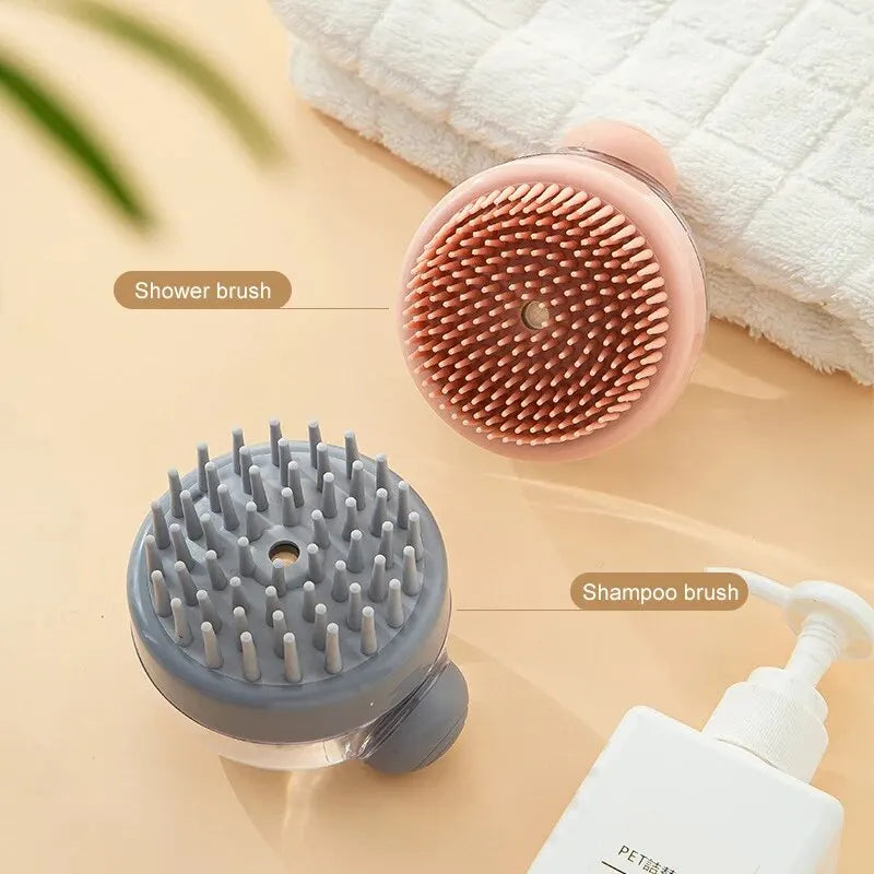 Spazzola da Bagno con Dispenser Shampoo - Massaggio Delicato in Silicone