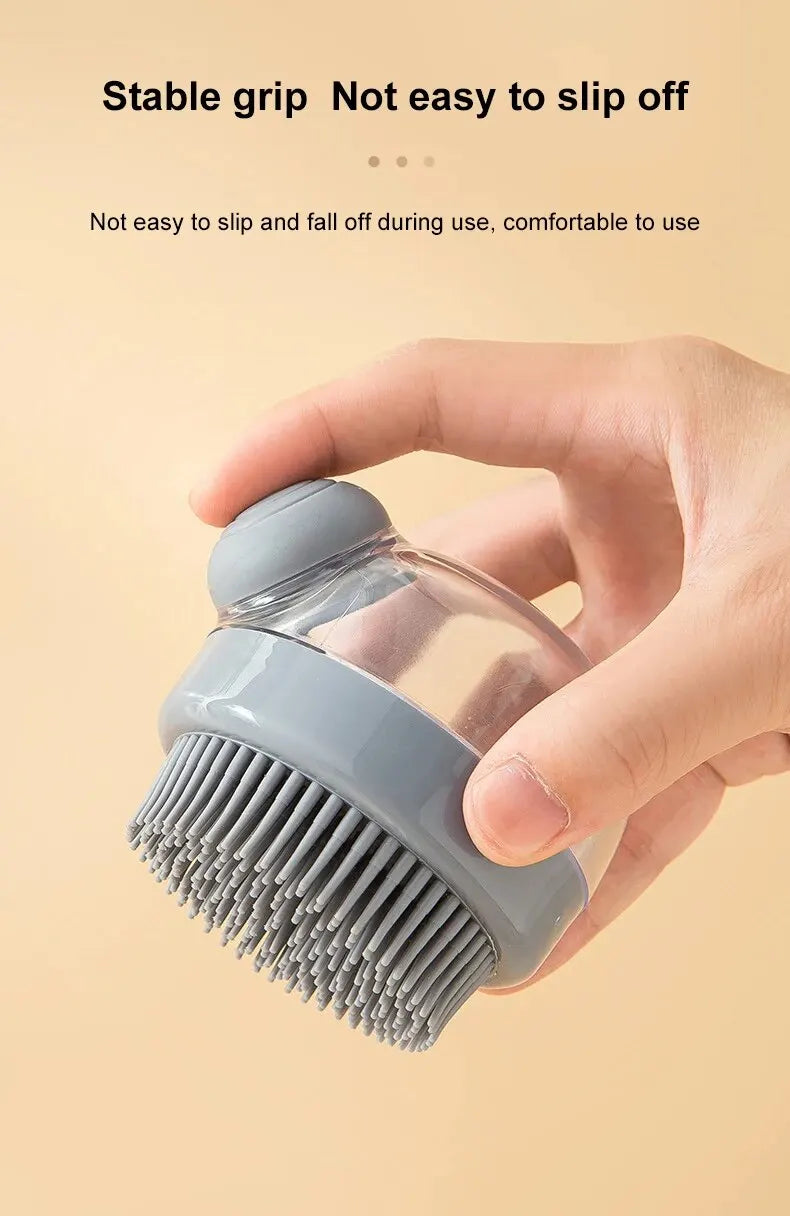 Spazzola da Bagno con Dispenser Shampoo - Massaggio Delicato in Silicone